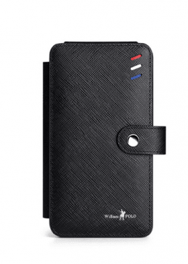 Δερμάτινο πορτοφόλι καρτοθήκη William Polo 195202 μαύρο