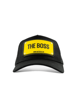 The Boss Μαύρο jockey καπέλο με rubber patch - John Hatter & Co