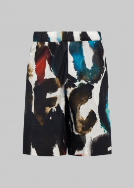 ALEXANDER MCQUEEN - ALEXANDER MCQUEEN Ανδρικό Πολύχρωμο Watercolor Print Shorts