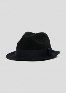 PAUL SMITH Ανδρικό Μπλε Wool Felt Fedora Hat With Stripe Trim