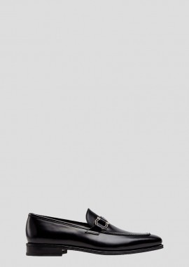 SALVATORE FERRAGAMO Ανδρικό Leather Loafers With Silver Logo