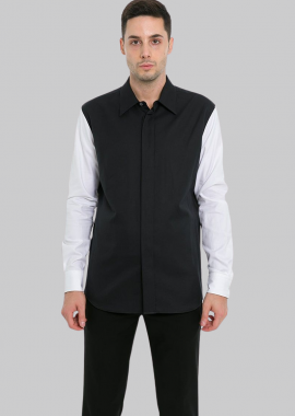 ALEXANDER MCQUEEN - ALEXANDER MCQUEEN Ανδρικό Μαύρο Stretch Black And White Cotton Shirt