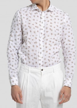BASTONCINO Ανδρικό Λευκό Floral-Print Long-Sleeve Shirt