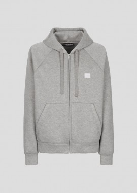 DOLCE&GABBANA - DOLCE&GABBANA Ανδρικό Γκρι Zip-Up Ηoodie With Tag
