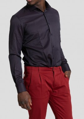 MIRCAM - MIRCAM Ανδρικό Μπορντό Patterned Jacquard Shirt