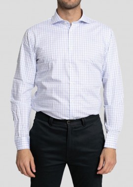SARTORIA MONK Ανδρικό Μπλε Check Long-Sleeve Shirt