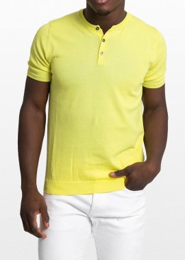 +39MASQ Ανδρικό Neon Yellow V-Neck Knitted Button Down Cardigan