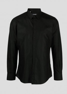 DOLCE&GABBANA Ανδρικό Μαύρο Pinstripe Long-Sleeve Cotton Shirt