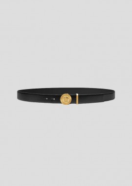 VERSACE Ανδρικό Μαύρο Medusa Logo Leather Belt