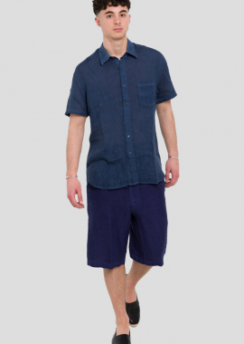 120% LINO Ανδρικό Μπλε Lino Shirt Natural Blue