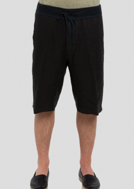 120% LINO Ανδρικό Μαύρο Linen Shorts In Black