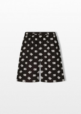 DOLCE&GABBANA Ανδρικό Μαύρο Monogram Print Shorts