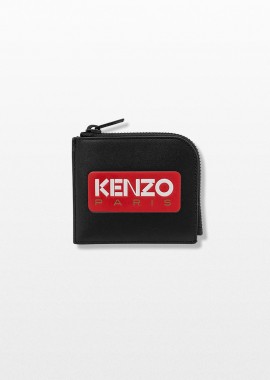 KENZO Ανδρικό Μαύρο Leather Zip Wallet In Black