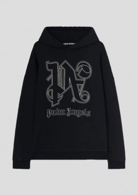 PALM ANGELS - PALM ANGELS Ανδρικό Μαύρο Monogram Statement Black Hoody