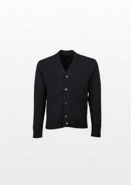 +39MASQ - +39MASQ Ανδρικό Μαύρο Wool Cardigan With Buttons