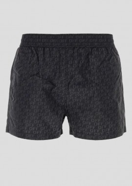 OFF-WHITE Ανδρικό Μαύρο Printed Nylon Swimming Shorts