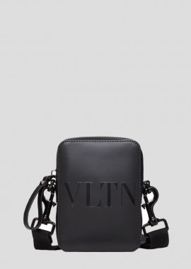 VALENTINO GARAVANI Ανδρικό Μαύρο Small VLTN Leather Shoulder Bag