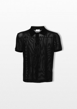COURRÈGES Ανδρικό Μαύρο Mesh polo with logo