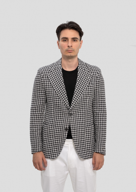 LUBIAM - LUBIAM Ανδρικό Houndstooth Pattern Single-Breasted Blazer