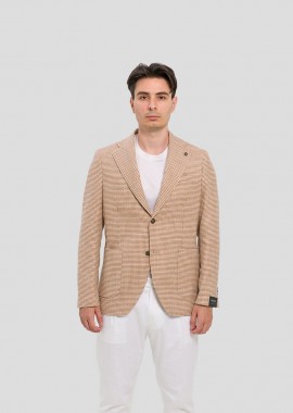 BRERAS - BRERAS Ανδρικό Classic Checkered Blazer In Beige