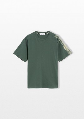 STONE ISLAND Ανδρικό Πράσινο Stripe Two Moss Print T-shirt