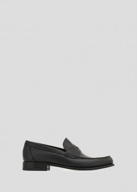 SALVATORE FERRAGAMO - SALVATORE FERRAGAMO Ανδρικό Μαύρο Gancini Embossed Slip-On Loafers
