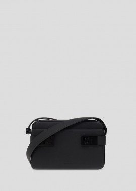 SALVATORE FERRAGAMO Ανδρικό Μαύρο East-West Crossbody Bag with Gancini Buckles