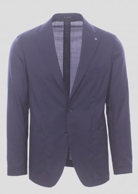 TAGLIATORE - TAGLIATORE Ανδρικό Μπλε Wool And Silk Superlight Dakar Jacket