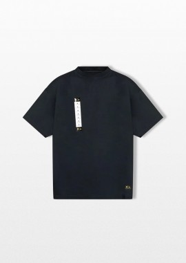BALENCIAGA Ανδρικό Μαύρο Printed Label T-Shirt
