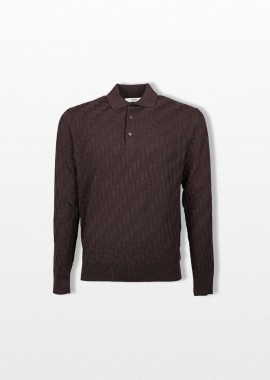 +39MASQ - +39MASQ Ανδρικό Καφέ Long-Sleeved Polo Shirt