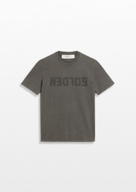 GOLDEN GOOSE - GOLDEN GOOSE Ανδρικό Γκρι T-Shirt with Distressed Treatment