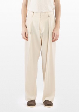 I'M BRIAN Ανδρικό Μπεζ Wide Leg Trousers with Pleats