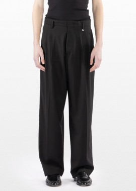 I'M BRIAN Ανδρικό Μαύρο Wide Leg Trousers with Pleats