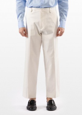 I'M BRIAN Ανδρικό Μπεζ Cotton Trousers with Pleats