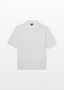 REISS Ανδρικό Λευκό Open-Collar Polo Shirt