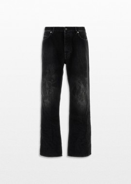 BALENCIAGA Ανδρικό Μαύρο Distressed Wide-Leg Denim Jeans
