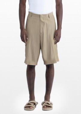 I'M BRIAN Ανδρικό Χακί Bermuda Shorts with Pockets and Wrinkled Effect