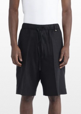 I'M BRIAN - I'M BRIAN Ανδρικό Μαύρο Linen Drawstring Bermuda Shorts