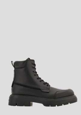 SALVATORE FERRAGAMO Ανδρικό Μαύρο Combat Boot With Maxi-Tongue