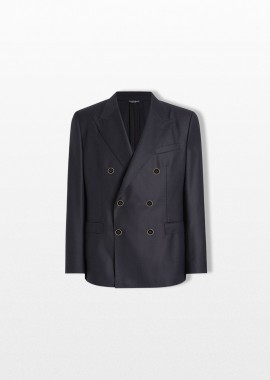 DOLCE&GABBANA - DOLCE&GABBANA Ανδρικό Μπλε Double Breasted Taormina Blazer