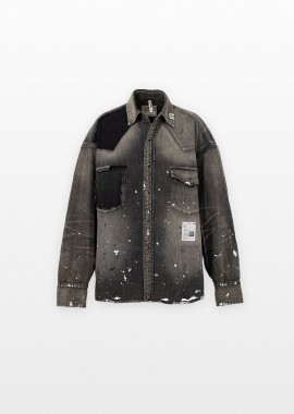 MAISON MIHARA YASUHIRO Ανδρικό Μαύρο Distressed Denim Shirt