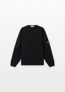 STONE ISLAND Ανδρικό Μαύρο Brushed Organic Cotton Fleece Sweatshirt