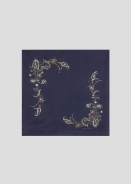 ETRO Ανδρικό Μπλε Printed Silk Pocket Square