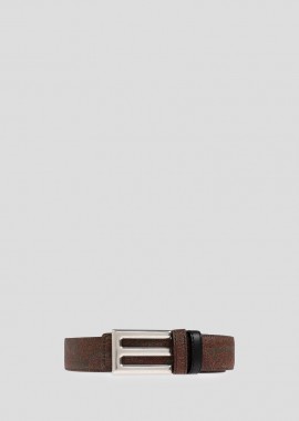 ETRO - ETRO Ανδρικό Μαύρο Reversible Logo Belt