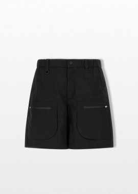 HERNO - HERNO Ανδρικό Μαύρο Laminar Cargo Bermuda Shorts