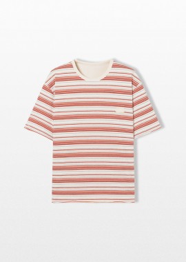 SOLID HOMME Ανδρικό Λευκό Striped Layered T-Shirt
