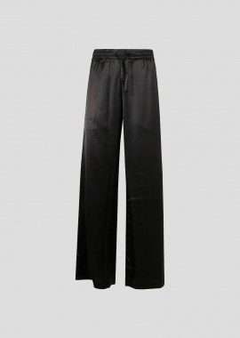 MARINE SERRE Ανδρικό Μαύρο Wide Leg Satin Drawstring Trousers
