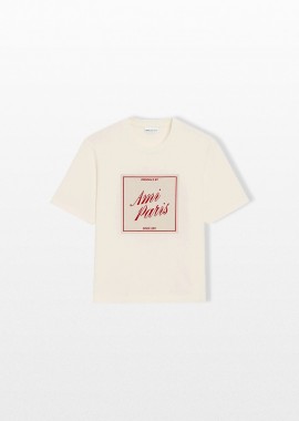 AMI PARIS Ανδρικό Μπεζ Heritage Print T-shirt