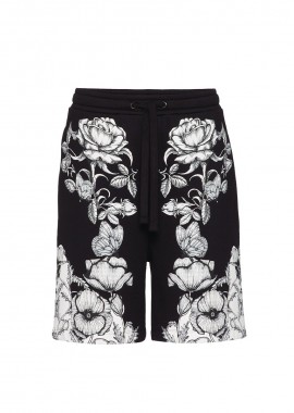 VALENTINO GARAVANI Ανδρικό Μαύρο Blooming Print Bermuda Shorts