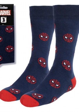 Spiderman Mini Head μακριά κάλτσα ενηλίκων Νο 38-45 Μπλε